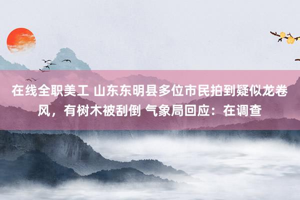 在线全职美工 山东东明县多位市民拍到疑似龙卷风，有树木被刮倒 气象局回应：在调查