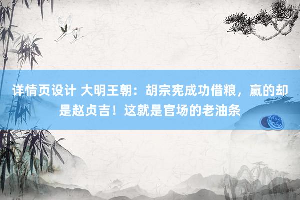 详情页设计 大明王朝：胡宗宪成功借粮，赢的却是赵贞吉！这就是官场的老油条